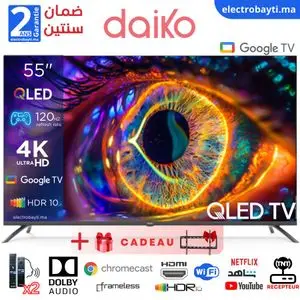 Daiko 55 Smart TV QLED Google TV, 4K UHD, HDR+, Audio Dolby, 120Hz, QLED55GU25DK