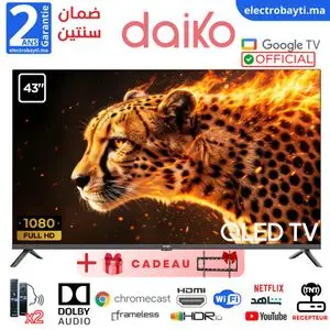 Daiko TV QLED - Smart TV 43" - Google TV, FHD, HDR10, Audio Dolby, 120Hz, QLED43GU25DK