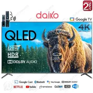 Daiko Téléviseur intelligent 55 pouces QLED Google TV, 4K UHD, HDR+, Dolby Audio, 120Hz, QLED55GU25DK