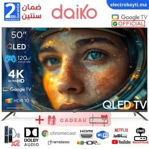 Daiko 50 Smart TV QLED Google TV, 4K UHD, HDR+, Audio Dolby, 120Hz, QLED50GU25DK