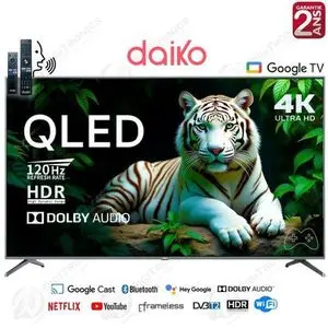 Daiko Téléviseur intelligent 50 pouces QLED Google TV, 4K UHD, HDR+, Dolby Audio, 120Hz, QLED50GU25DK