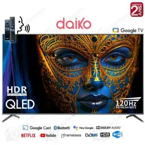 Daiko 50 QLED 4K UHD Smart Google TV HDR10, Dolby Audio, 120 Hz, QLED50GU25DK, 2 ans garantie