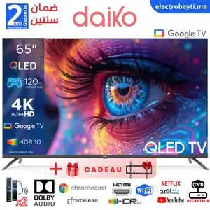 Daiko TV QLED - Smart TV 65" - Google TV, 4K UHD, HDR+, Audio Dolby, 120Hz, QLED65GU25DK