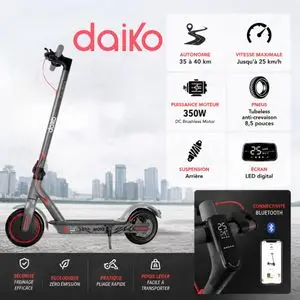 Daiko Trottinette Électrique Pliable Move Autonomie 40 Km Connectivité Bluetooth, Moteur DC Brushless, TE-830DKB