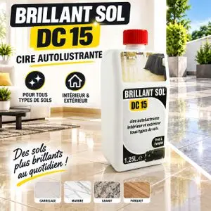 Rénovateur Éclat Protecteur  Cire Autolustrante 1.25 Litres Entretien Sol Brillant Sol Stratifié Marbre Poli Pierre Granit Carrelage Grand Passage Villa Appartement