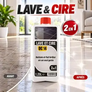Nettoyant Lave et Cire 2 en 1 Carrelage Sol Nettoyage Brillance Un Seul Geste Entretien Maison Bidon 1,25 L