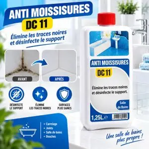 Nettoyant Anti Moisissures Désinfectant Élimine Traces Noires Joints Carrelage Salle de Bains Sanitaires Bidon 1,25 L