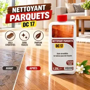 Nettoyant Parquets Sols Stratifiés Sans Traces Parfum Frais Entretien Bois Planchers Boiseries Bidon 1,25 L