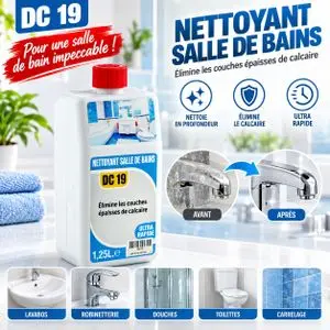 Nettoyant Salle de Bains Anti Calcaire Épais Détartrant Ultra Rapide Carrelage Robinetterie Sanitaires Bidon 1,25 L