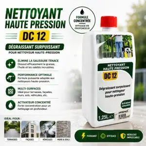 Agent Dégraissant Actif-Shampooing Détergent Carrosserie Flacon 1.25 Litres Lavage Terrasse Murs Sols Dalle Mousse Nettoyeur Pression Entretien Jardin Garage Outillage