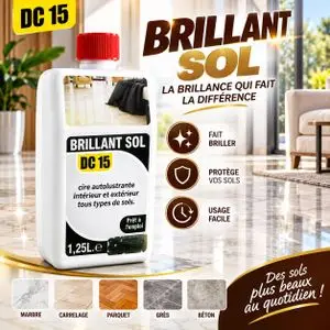 Brillant Sol Mosaïque Cire Autolustrante Carrelage Marbre Pierre Protection Éclat Intérieur Extérieur Prêt à l'Emploi Bidon 1,25 L