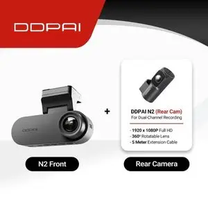 Ddpai N2 Dual 2K Dash Cam – Caméra Voiture Avant &amp; Arrière avec Super Condensateur et NightVIS 2.0