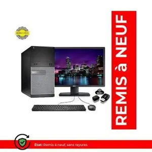DELL Optiplex 3020 MT intel G1820 - RAM 4Go - HDD 500Go avec Ecran  22" - Remis à Neuf