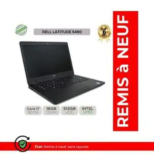 DELL Latitude 5490 i7 8ème, 16Go DDR4, 512Go SSD, 14" AZERTY - Remis à neuf