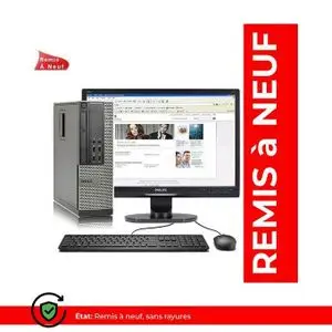 DELL OPTIPLEX 7010 SFF CORE I5-3470 8Go / 500Go + PHILIPS 190S1SB (REMIS À NEUF)