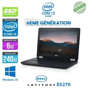 DELL Ordinateur Portable Latitude E5270 - 12" - 8GB + 256GB - Intel Core i5 6ème Génération - Remis à neuf