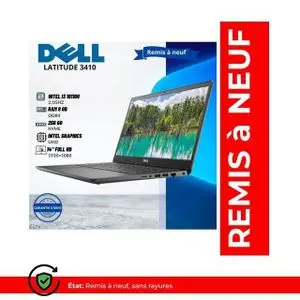 DELL ORDINATEUR PORTABLE LATITUDE 3410 INTEL i3 10éme Gen Ram 8Go DDR4 256Go NVME -AZERTY- REMIS A  NEUF