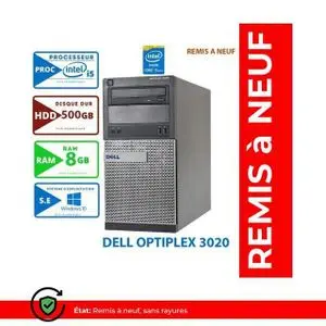 DELL Optiplex 3020 MT Intel® Core™ i5- 4th Gen - RAM 8Go , HDD  500Go (Remis à Neuf)