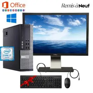 DELL Pack Pro OptiPlex 9020 Core i7-4790 - 8Go - 128Go SSD + Écran 22" - Performance &amp; Qualité