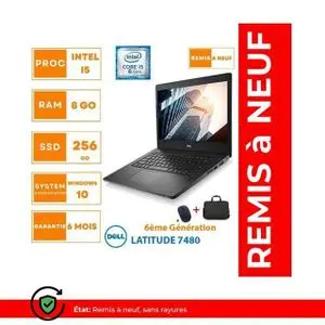 DELL PC Portable  Latitude E7480-i5-8G-256Go SSD-SOURIS-SOURIS GRATUIT-REMIS A NEUF/