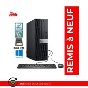DELL OptiPlex 7070 SFF - Core™ i3-9100 9th Gen - 8Go DDR4 - SSD 256Go NVMe (Remis à Neuf)