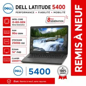 DELL Pc Portable i5-ème Latitude 5400 i5-8365 / 8GO/ 256GO SSD  - Remis a neuf