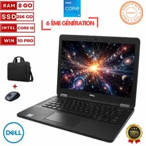 DELL PC Portable  Latitude E7270-i5-6EME GENERATION-RAM 8G-SSD 256GO-SOURIS GRATUIT-GARANTIE DE 6 MOIS-REMIS A NEUF