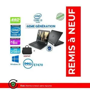DELL PC Portable Latitude E5470-i5-16G-256Go SSD- 6EME GENERATION-REMISE A NEUF