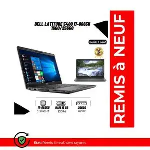 DELL Portable Latitude 5400 Core i7 8th génération Ram 16Go DDR4 256Go NVME -QWERTY- Remis à Neuf