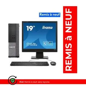 DELL OptiPlex 3020 SFF + IIYAMA ProLite P1905S-B2 – Intel Celeron G1840 – 4Go RAM – 500Go HDD – Intel HD Graphics 4600 (Remis à neuf)