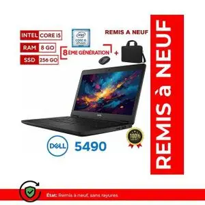 DELL Ultraportable Latitude E5490- 14" - Intel Core i5--8ÈME GÉNÉRATION- 8GB RAM- 256GB SSD - Windows - Full HD -CARTABLE ET SOURIS GRATUIT- Remis à neuf