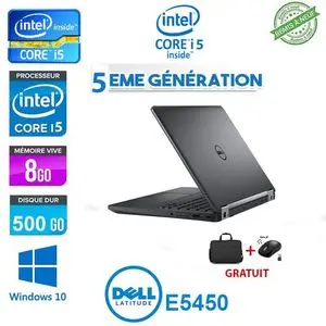 DELL PC Portable Latitude E5450-i5-8G-500G-SOURIS-CARTABLE GRATUIT-REMISE A NEUF