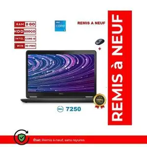 DELL PC Portable  Latitude E7250-i5-8G-500G-SOURIS- GRATUIT-REMIS A NEUF