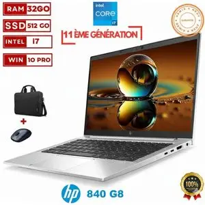 Hp PC Portable ELITEBOOK 840 G8 - INTEL CORE I7-11ème GÉNÉRATION - 32GB - 512GB SSD - FHD - À NEUF