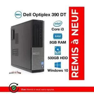 DELL OptiPlex 390 DT Core i3-2100 @ 3.10GHz  - 8Go DDR3 - 500Go HDD ( Remis à Neuf)