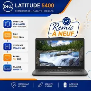 DELL Pc Portable i5-ème Latitude 5400 i5-8365 / 8GO/ 256GO SSD - Remis a neuf