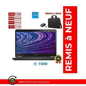 DELL PC Portable  Latitude E7250-i5-8G-500G-SOURIS ET CARTABLE - GRATUIT-REMIS A NEUF