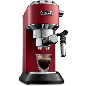 De'Longhi Expresso machine à café dosette/café moulu chauffe rapide +3 filtres -Rouge/Inox