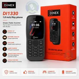 DINEX Téléphone DI1330 – Double SIM – Batterie 1020mAh – Écran 1,8"