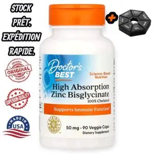 Doctor's BEST Zinc Bisglycinate, 100% Chelated, 50 mg, 90 Veggie Caps