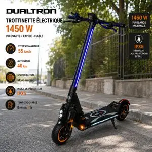 DUALTRON Trottinette Électrique POP 52V 14Ah Mono Moteur 55 km/h 1450 W Max, Freins à tambour et IPX5.