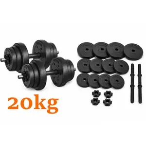 Dynamic Kit d'haltères réglables pour Homme et Femme Noir 20 kg Adaptés au Fitness à Domicile et à la Musculation