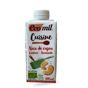 Ecomil Cuisine Noix de Cajou Bio – 200 ml – Crème Végétale – Sans Sucres Ajoutés