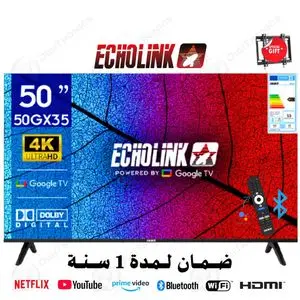 Echolink 50 4K UHD Smart Google TV Dolby Audio, Assistant Vocal, HDMI, Bluetooth &amp; Wi-Fi + Support gratuit