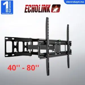 Echolink Support TV mural 40'' - 80'' Bras Double Pivotant - Avec accessoire de fixation