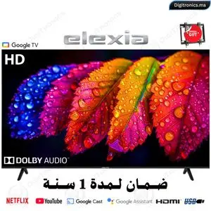 Elexia 32 HDTV DLED Smart Google TV Dolby Audio &amp; HDMI/USB + Support gratuit