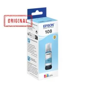 Epson 108 Light Cyan Bouteille d'encre d'origine pour L8050 L18050