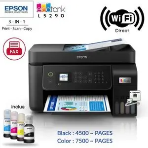 Epson Imprimante pro à réservoir d’encre EcoTank L5290 + Pack d'encre gratuit