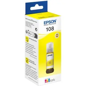 Epson Bouteille d'encre EcoTank 108 Jaune d'origine (C13T09C44A)