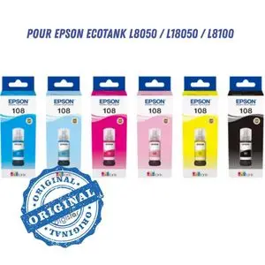 Epson Pack d’Encre 108 Original – Haute Qualité pour L8050 L18050 L8100 ...